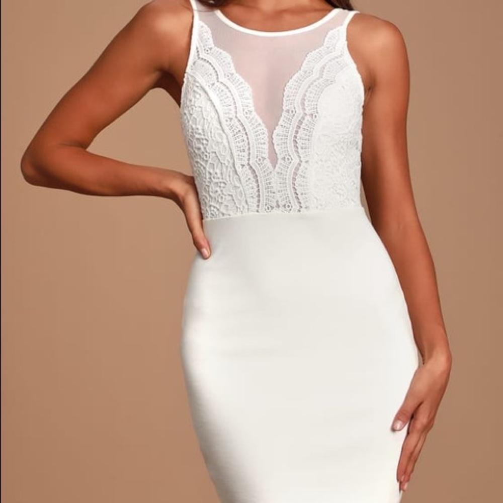 Lulus Coquina White Lace Bodycon Dress